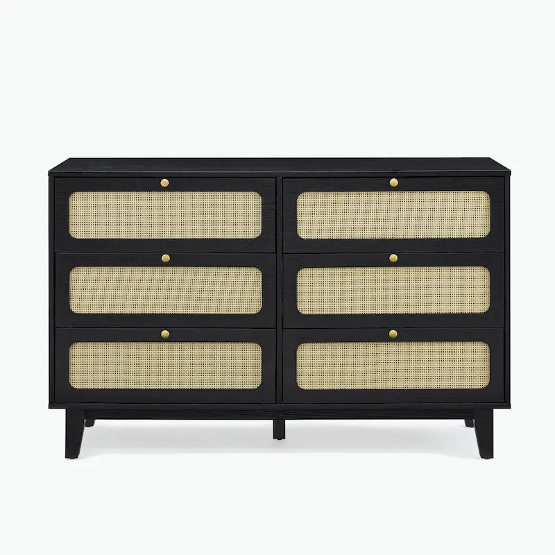 wooden antique six-drawer dresser