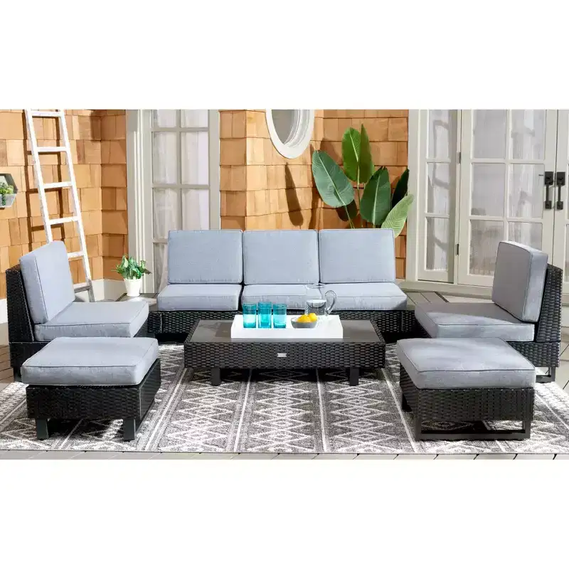 Dumont 6 Piece Living Set - Indoor/Outdoor - PAT7732 - Grey/Grey - Safavieh