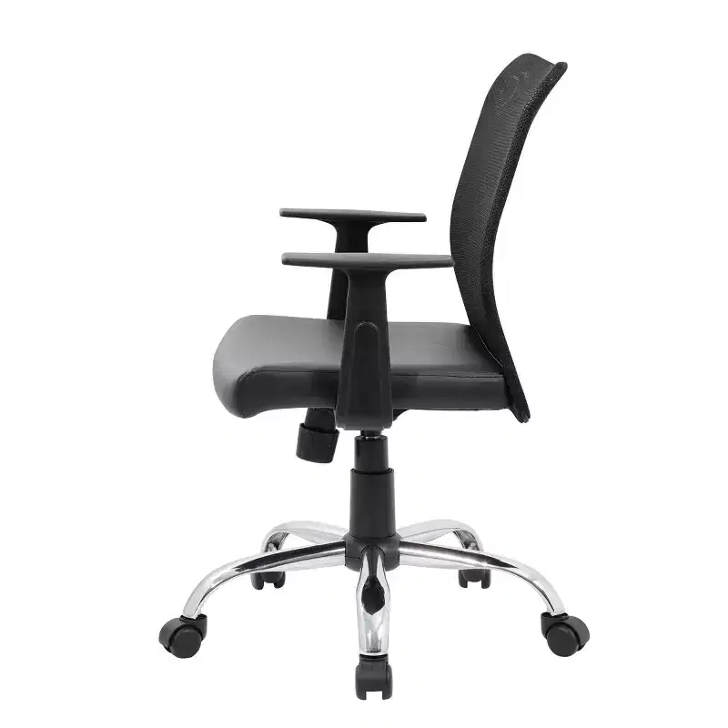 Fixed Arm Budget Mesh Task Chair Black - Boss Office Products: Chrome Base, Pneumatic Lift, Locking Tilt Control