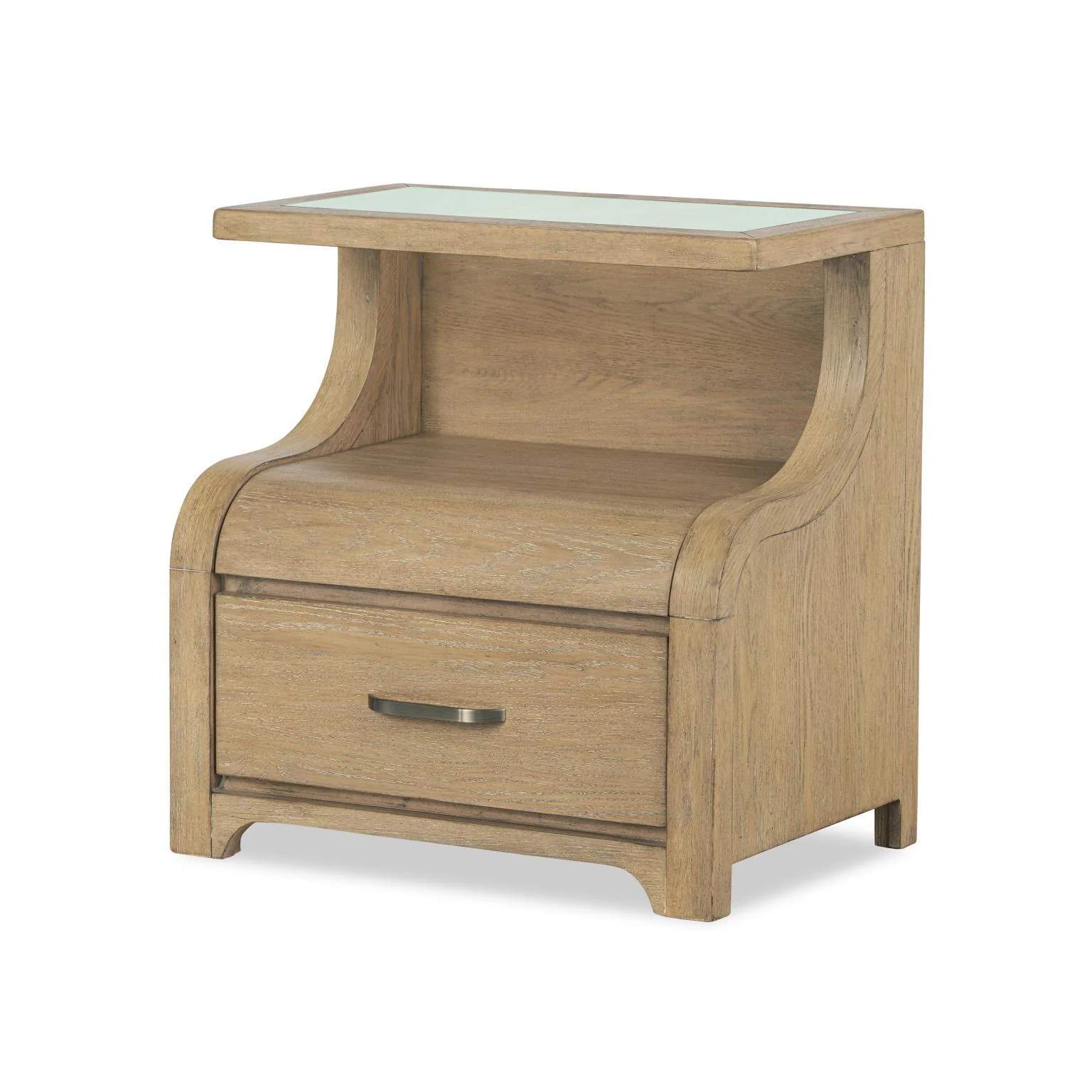 1 Nightstands d product Features Soft Finish Gentle Case Shaping Brushed Silver Hardware 1