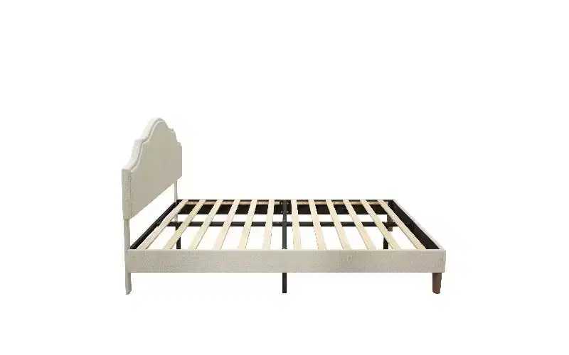TUYOHW Modern Queen Size Bed with Linen Headboard & Footboard, Adjustable Height Platform Bed Frame, No Box Spring Needed
