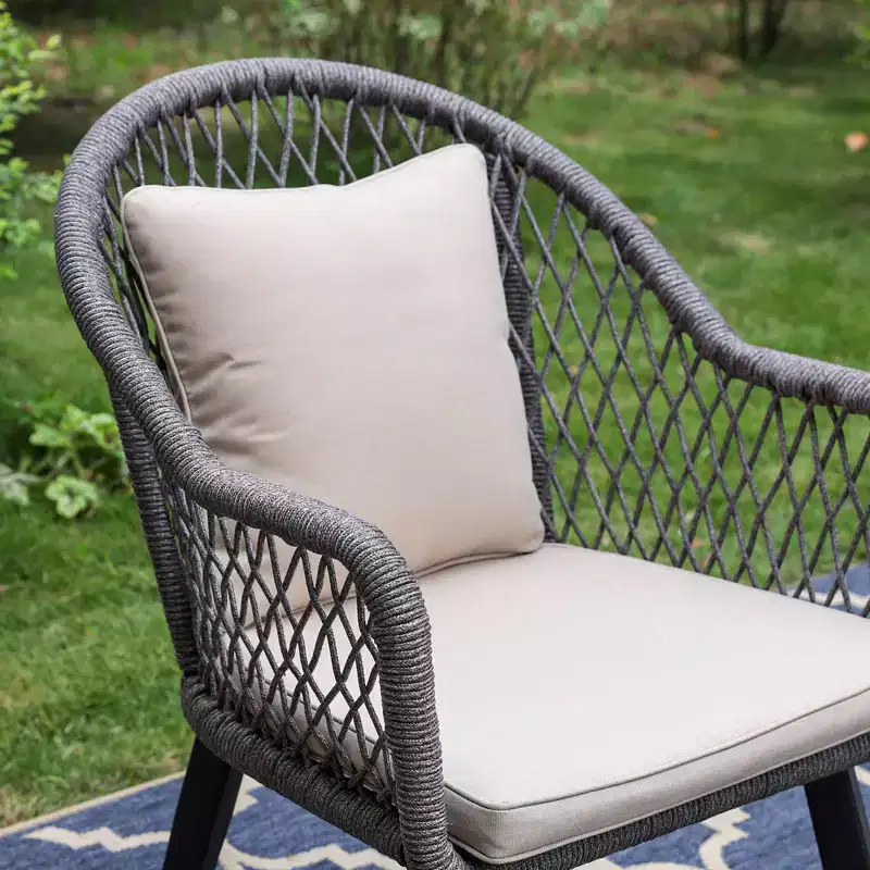 3pc Conversation Set with Chairs, Cushions & Table - Captiva Designs: Modern Patio Seating, Water & Rust-Resistant, Steel Frame
