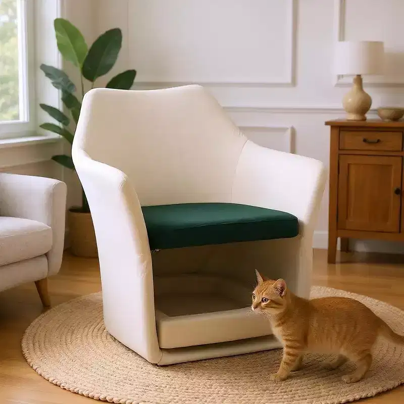 2-in-1 Modern Lounge Sofa Chair with Pet Friendly Space, Upholstered Barrel Chair with Removable Base for Living Room Office