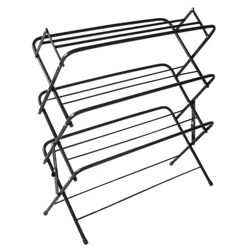 4-Tier Foldable Metal Shoe Rack Shelf, Matte Black