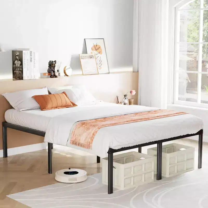 Heavy Duty Metal Bed Frame with Steel Slat Support, 12