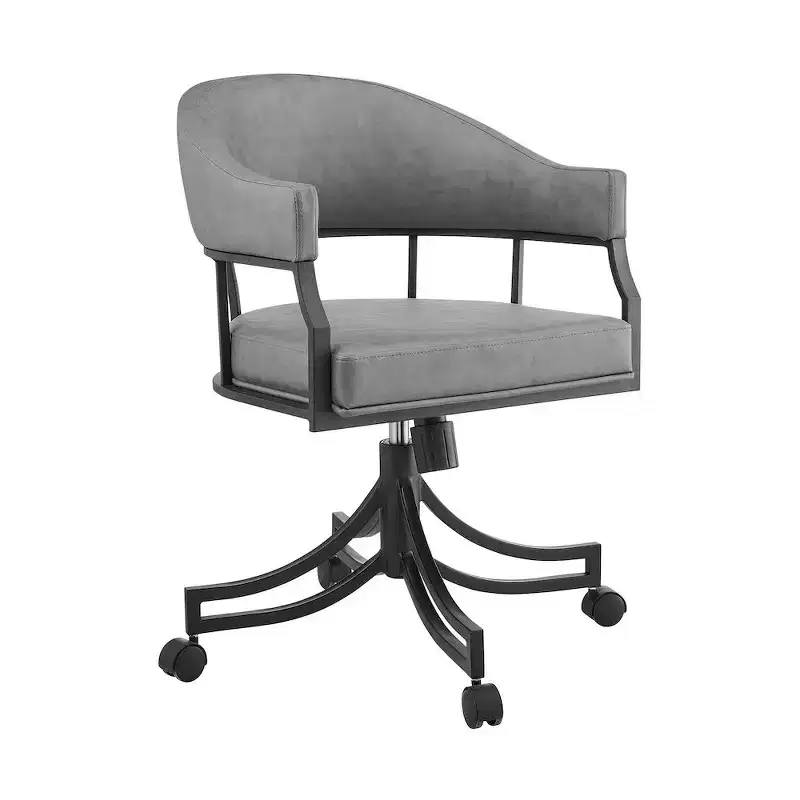 Armen Living,Tibet Swivel Rolling Dining Chair with Matte Black Iron