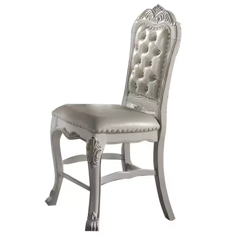 Acme Furniture 25" Dresden Dining Chair Fabric and Bone White Finish: Leather Upholstery, Wood Frame, Armrest, Spot Clean