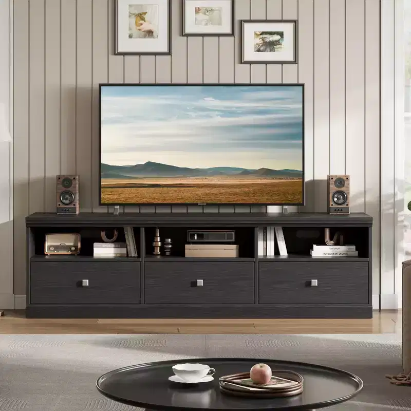 TV Stand for TV up to 80 Inches, Entertainment Center with Storage Drawer and Open Shelves, TV Console Unit for Living Room Bedroom