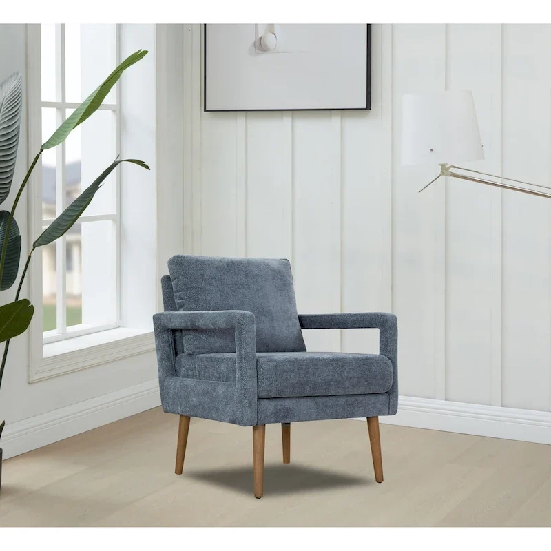 Blue 25.98 Chenille Upholstered Arm Chair with Soft Cushion