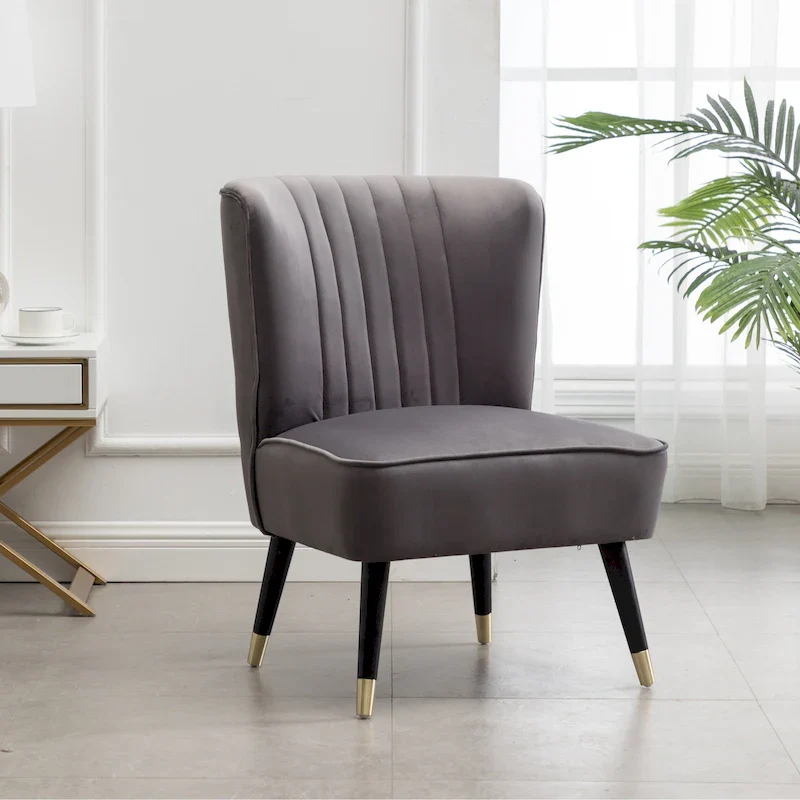 Contemporary Velvet Upholstered Accent Chair