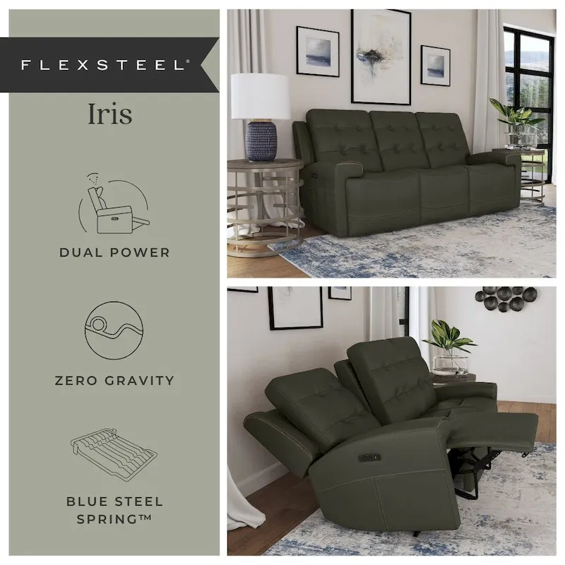 Top Grain Leather Power Reclining Sofa with Power Headrests and Zero Gravity
