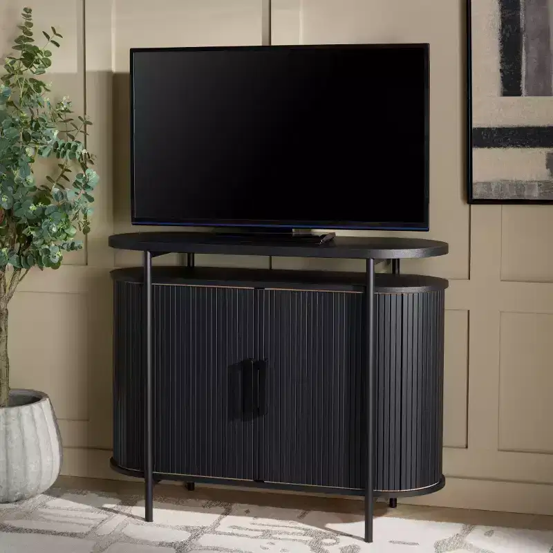 MDF & Steel Tambour Door Compact Sideboard TV Stand 39.4''W x 31.7''H