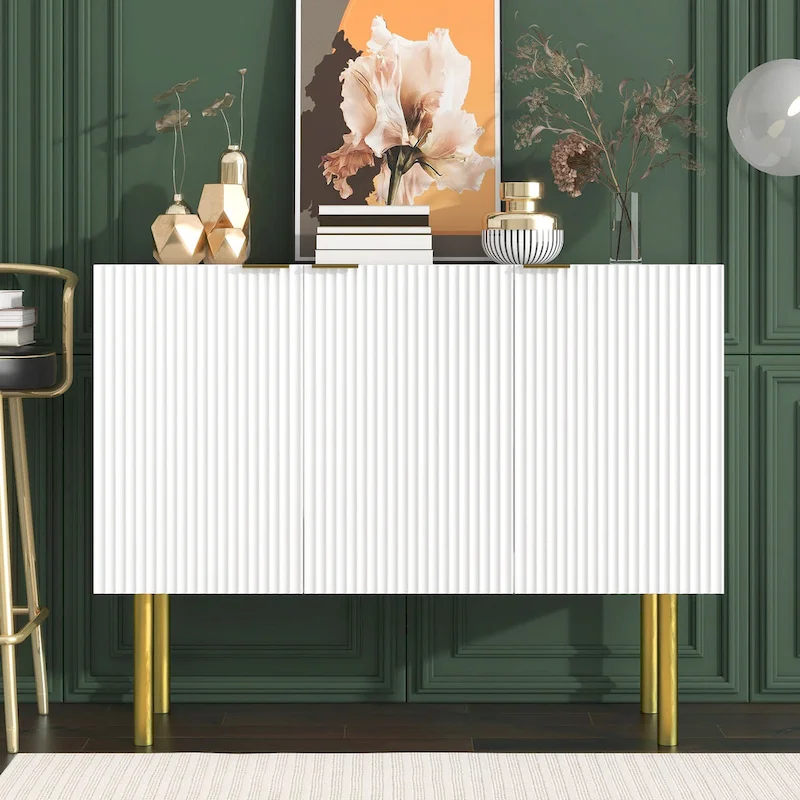Entryway Sideboard Table Side Table Cabinet with Gold Metal Legs - 47.2L x 16.5W x 36.6H