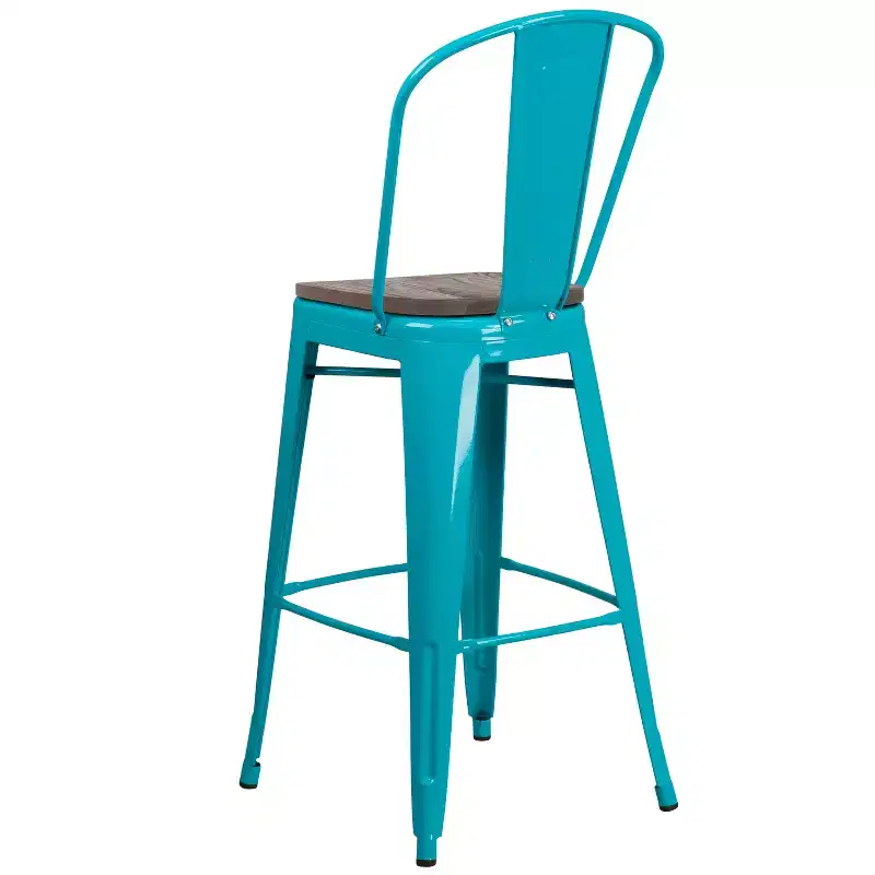 Flash Furniture 30 High Metal Barstool with Back and Wood Seat