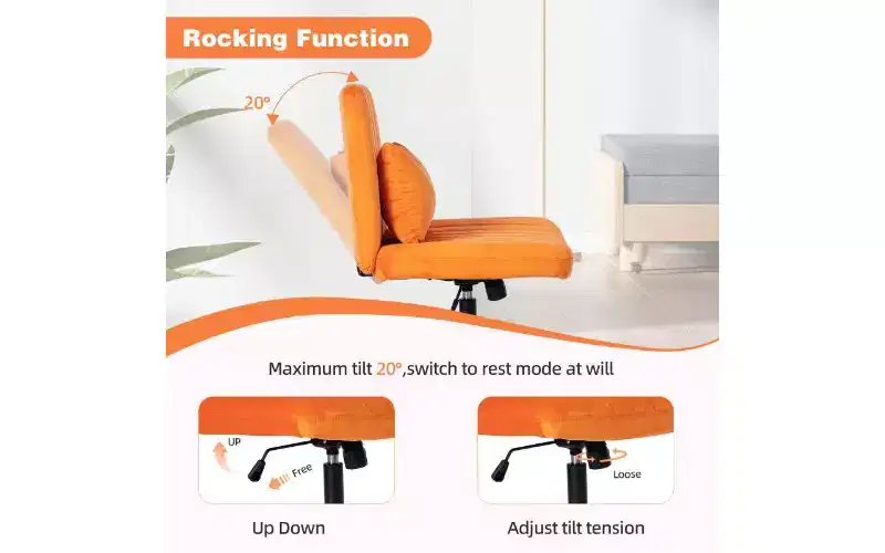 Modern Linen Swivel Criss Cross Chair, Ergonomic Office Chair, Height Adjustable Home Office Desk Chair, Versatile Armless Chair with Wheels