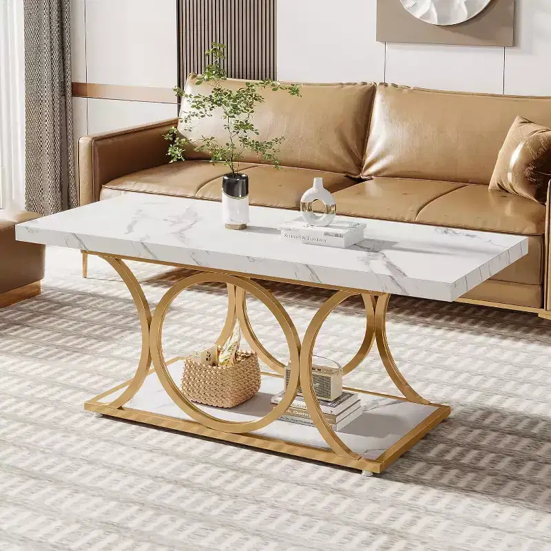Lantine 47.24-inch 2-Tier Rectangle Coffee Table