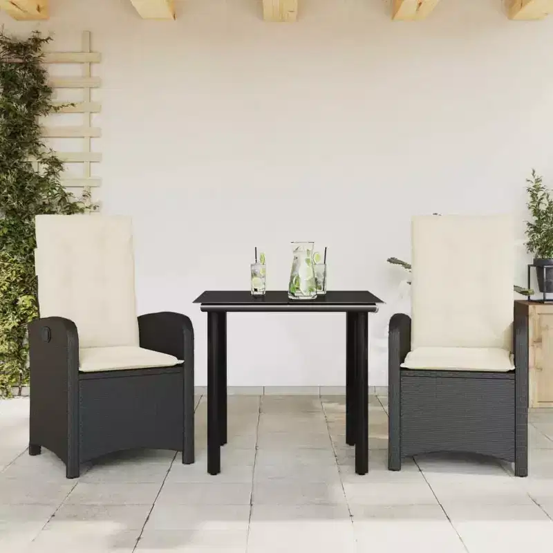 vidaXL Adjustable Garden Dining Set - Poly Rattan with Cushions
