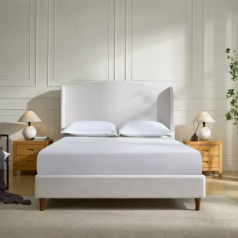 Wingback Platform Bed Frame with 54-Inch Camelback Headboard