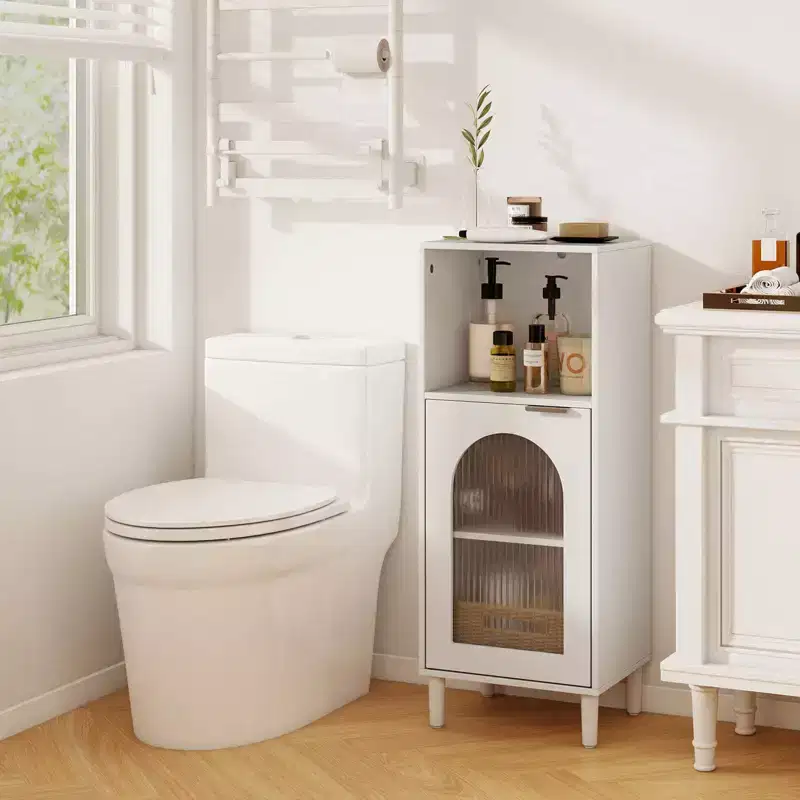 White/Black/Gray/Natural Bathroom Floor Cabinet with Adjustable Shelf – 1 Unit
