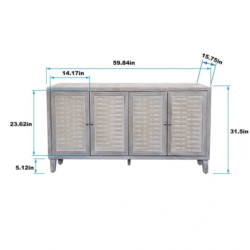 4-Door Sideboard Storage Cabinet with Adjustable Shelves