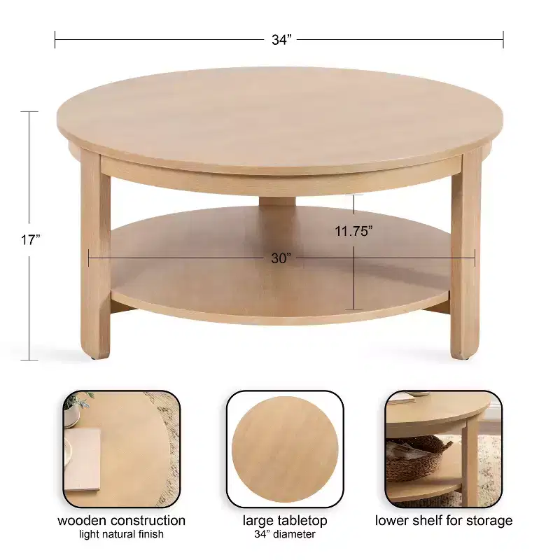 Kate and Laurel Foxford Round MDF Coffee Table
