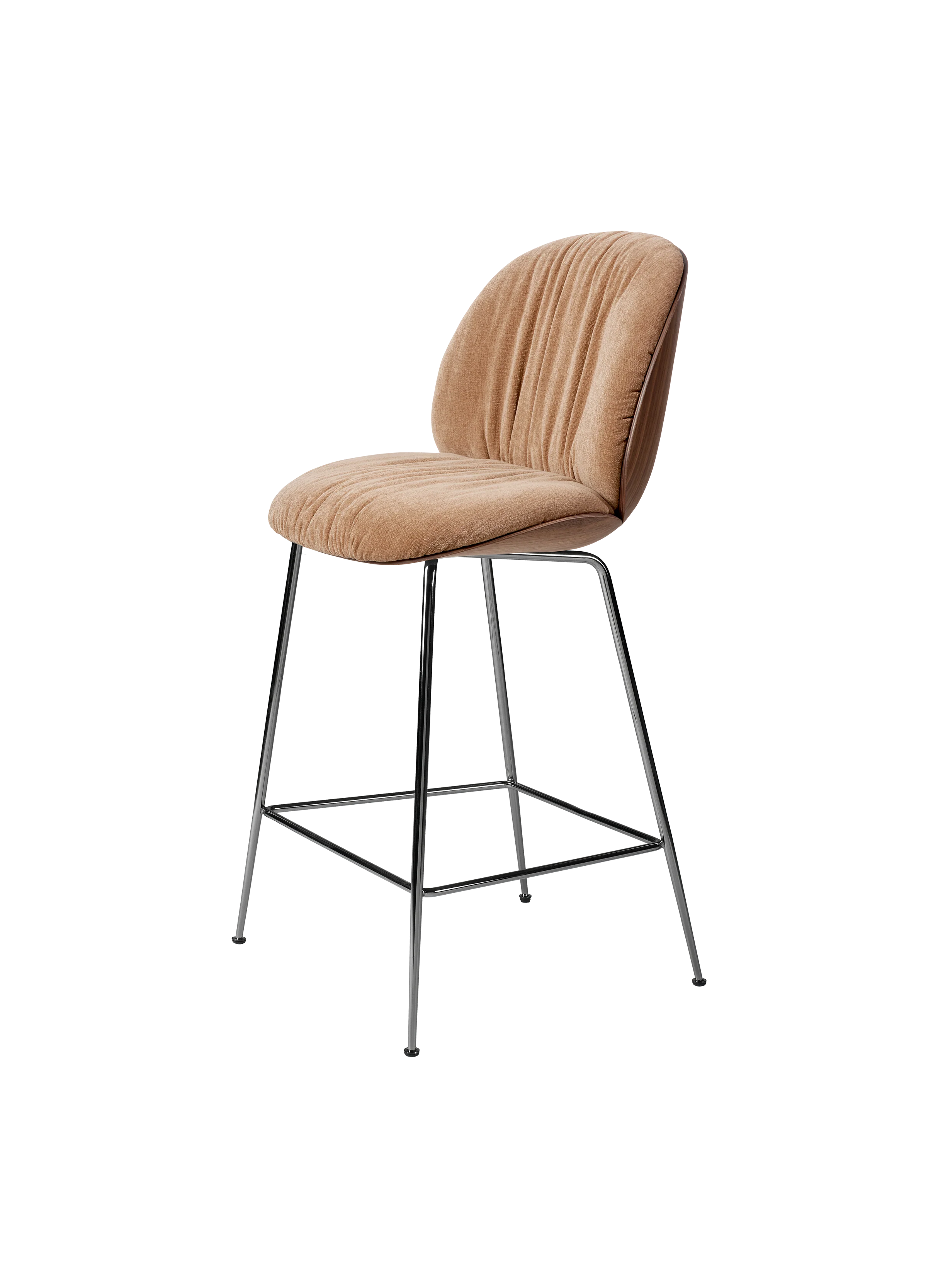 Modern Grey Front Upholstered Soft Counter Chair with Metal Legs for Kitchen or Bar