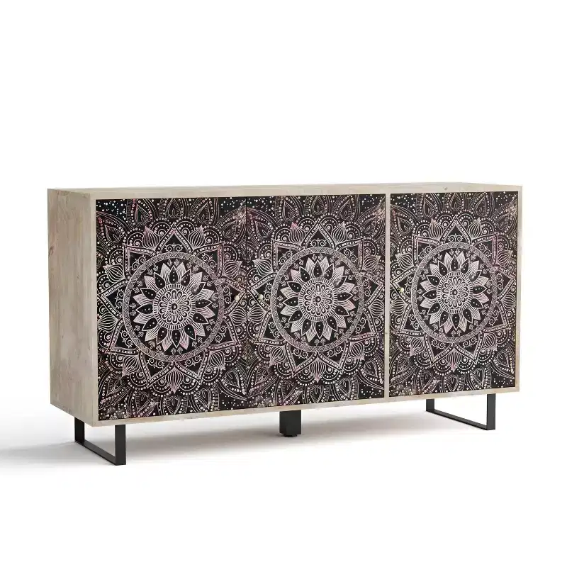 Mango Wood Buffet Server with 4 Shelves and 3 Doors