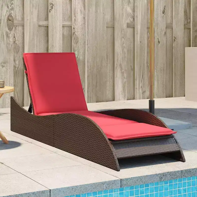 vidaXL Sun Lounger with Cushion 23.6x80.7x28.7 Poly Rattan