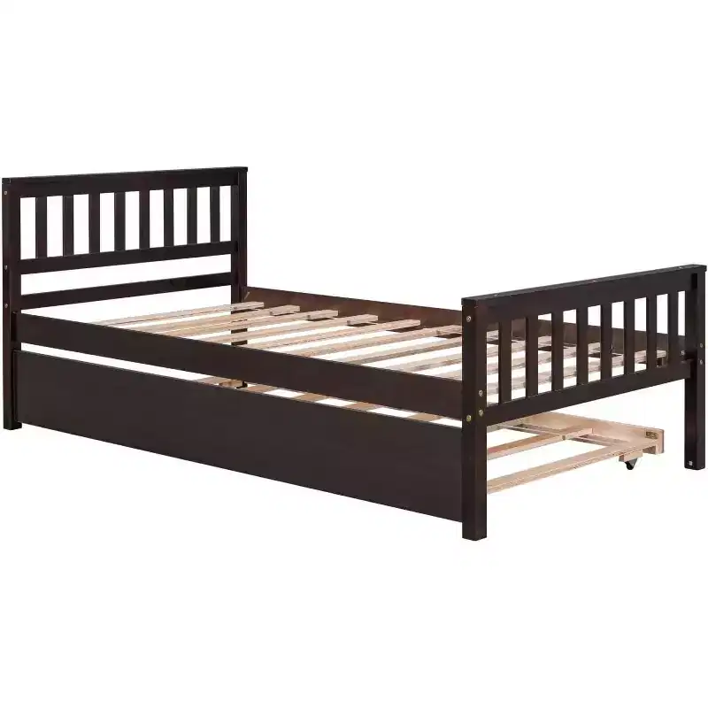 Acekool Twin Platform Bed Frame with Headboard, 2 Storage Drawers, Compact Noise-Free Design, No Box Spring Needed, for Kids or Guest Room