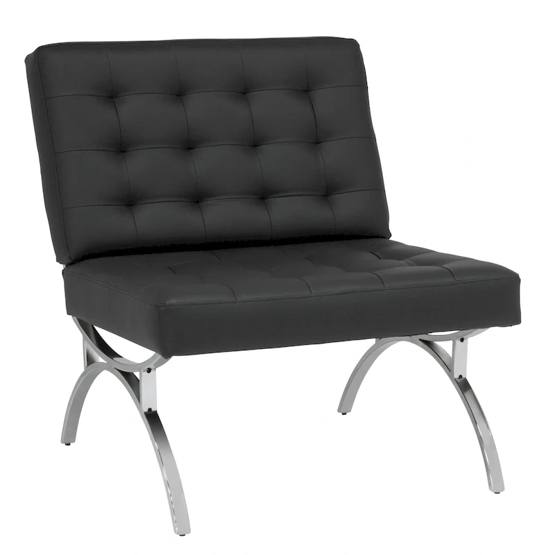 Newel Modern Blended Leather and Chrome Metal Frame Mid Century Accent Chair