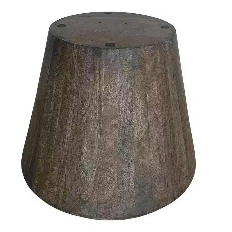 Royal Hampton 24 Inch Side End Table with Round Drum Shape, Handcrafted Mango Wood Construction