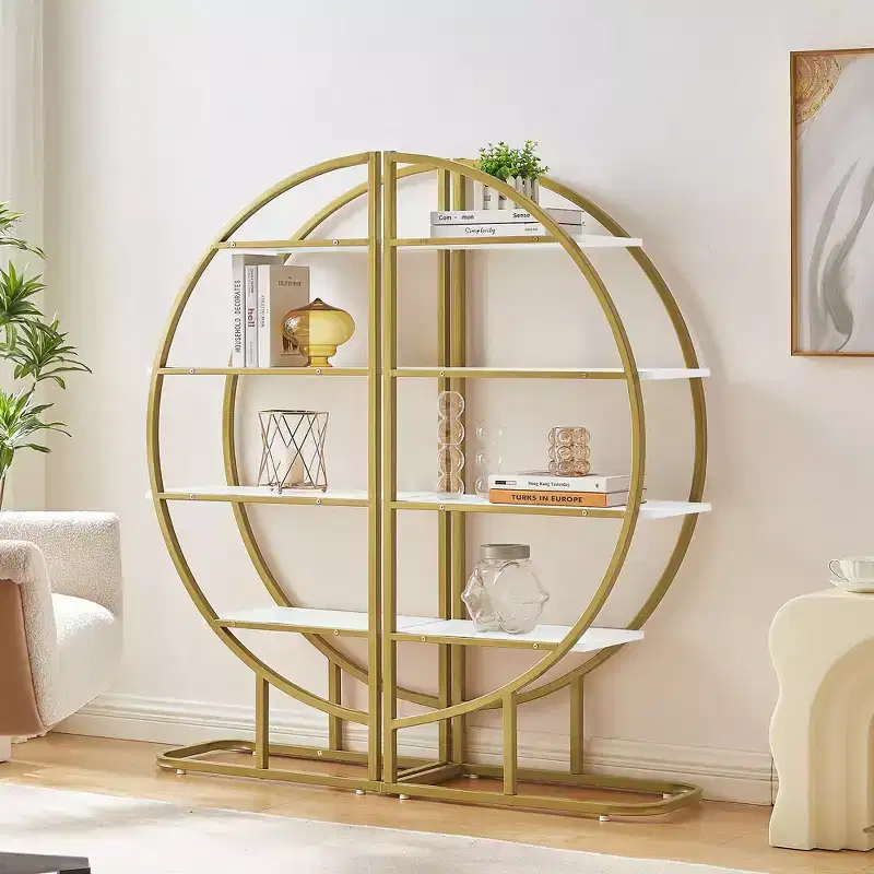 GDFStudio Beau Modern 4-Tier Wood and Steel Modular Open Bookshelf