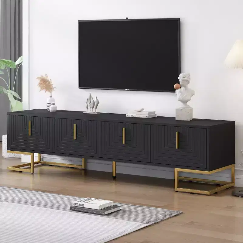 Modern TV Stand for TVs Up to 80, Media Console Table with Cabinets and Adjustable Shelves
