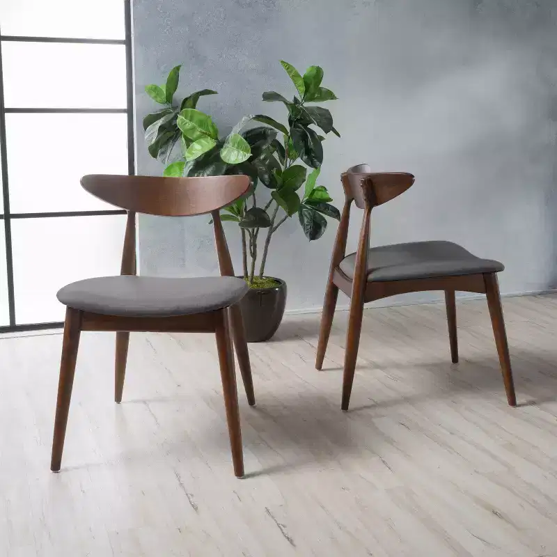 Christopher Knight Home Barron Mid Century Modern Rubberwood Fabric Upholstered Dining Chairs (Set of 2)