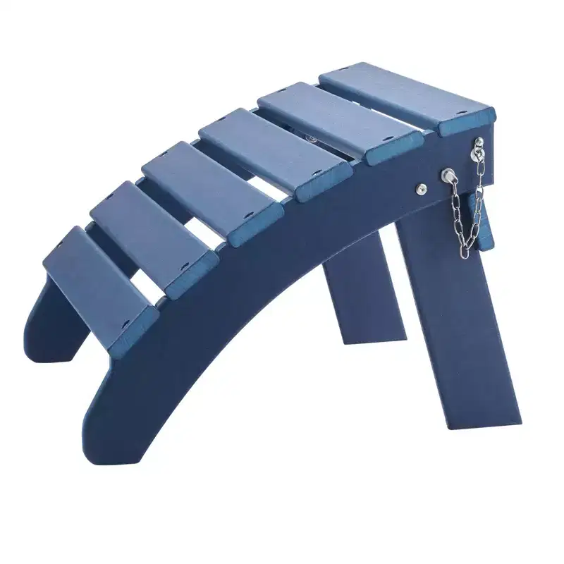 VEVOR Adirondack Ottoman, 18.7L x 18.9W x 13.8H Inch HDPE Plastic Folding Adirondack Ottoman, Weather-Resistant Foot Rest for Adirondack Chair, Blue