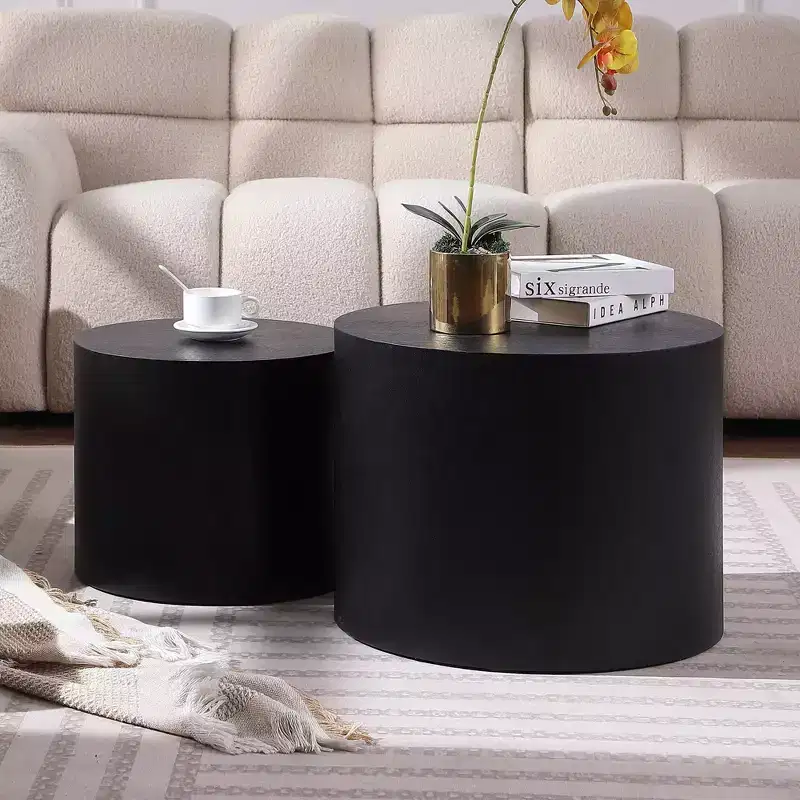 2-Piece Round Coffee Table Set No Assembly Living Room Office Bedroom
