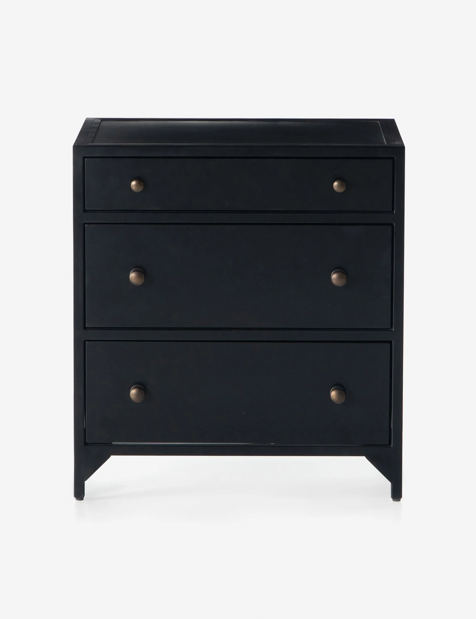 Nightstand Perfect for industrial-inspired bedrooms, this nightstand brings a sophisticated touch thanks to round brass drawer pulls that add