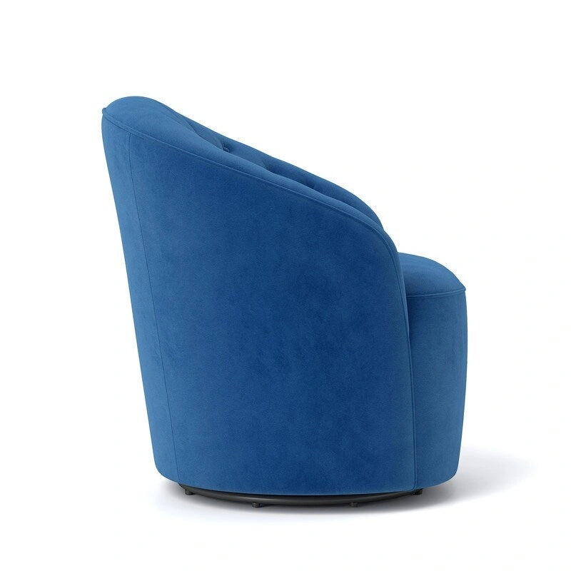 SEYNAR Modern Velvet Upholstered 360 Degree Swivel Barrel Chair with Button Tufted Back Set of 2