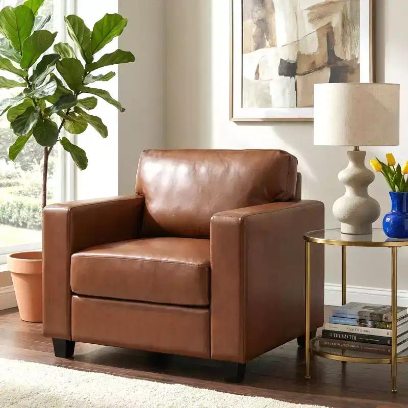 Christopher Knight Home Galen Modern Faux Leather Upholstered Armchair