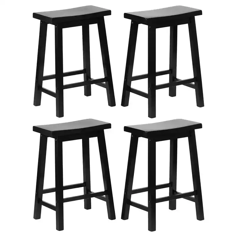 24-Inch Saddle Seat Backless Counter Stools Set of 4 - Black