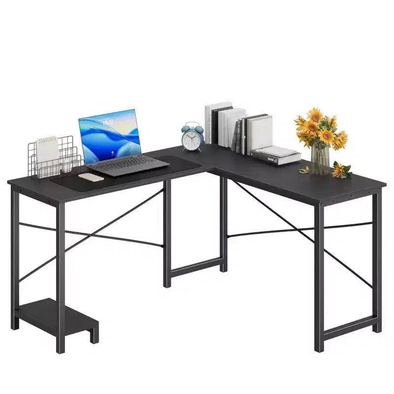TUYOHW 50 L-Shaped Computer Desk with Side Storage Bag,Corner Desks with CPU Stand& Metal Frame,Gaming Desk for Home Office Dorm Studying Room