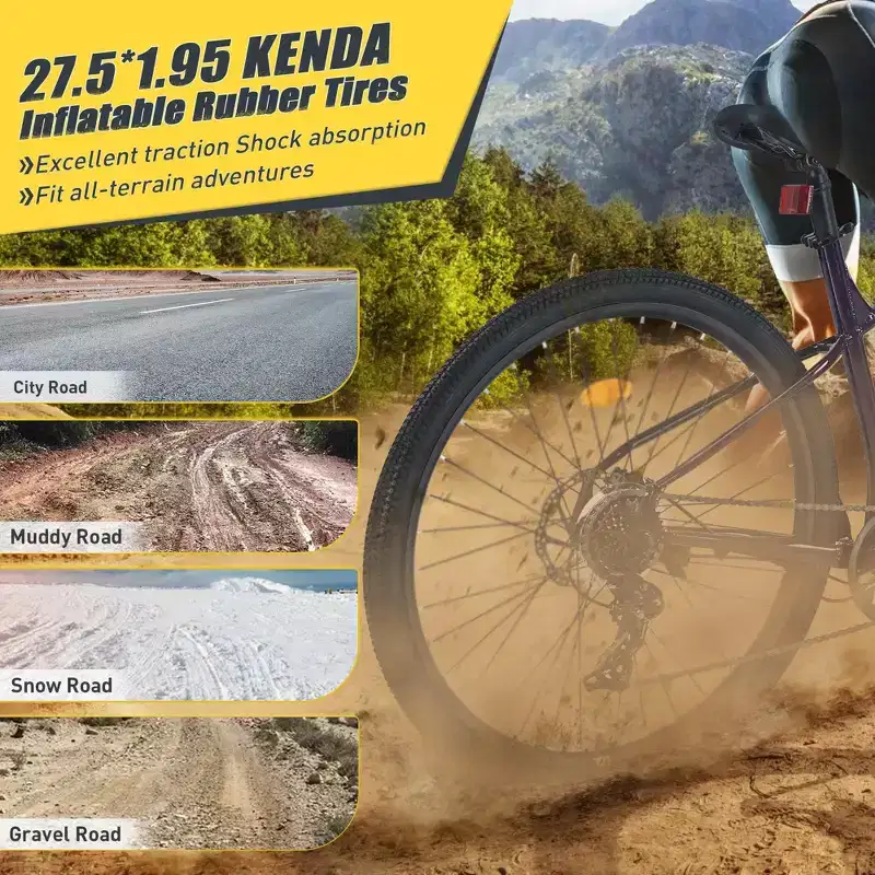 NAYSAYE Bicycle Mountain Bike 27.5 Inch Wheels 21 Speed Front Suspension for Men Women Boys and Girls, Gray, 68.8*26.37*39.37