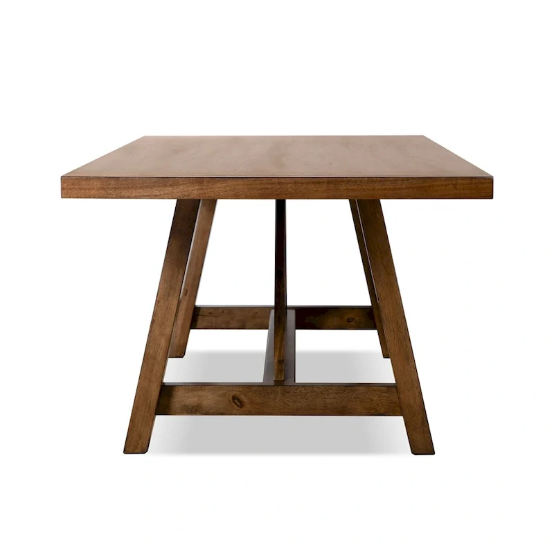 Rustic Brown 72 Inch Solid Wood Dining Table with Trestle Base, Seats 6