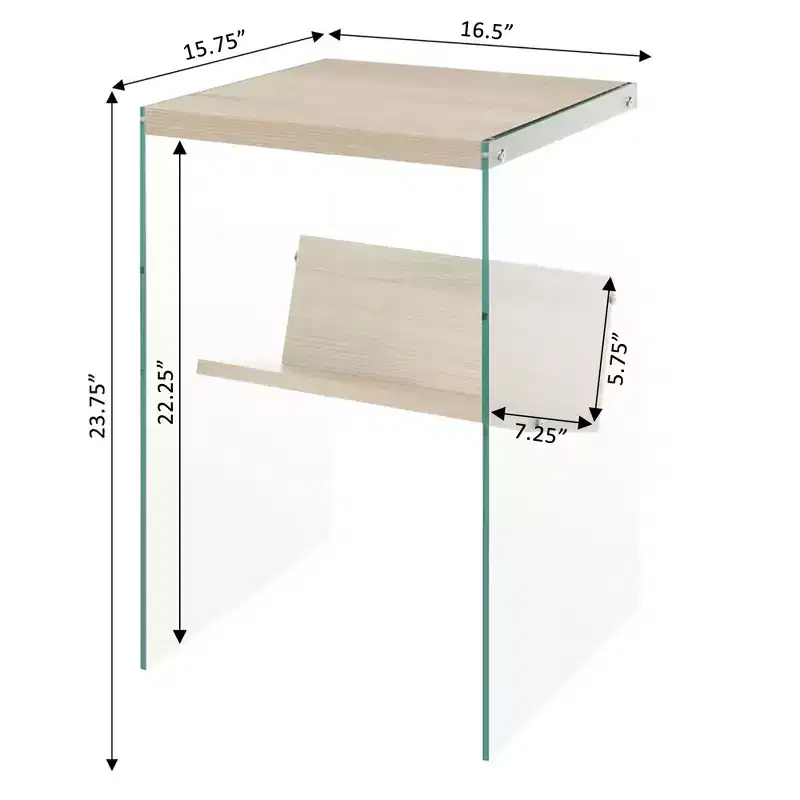 HomeStock Rectangle Glass Table Top End Table 1 -piece