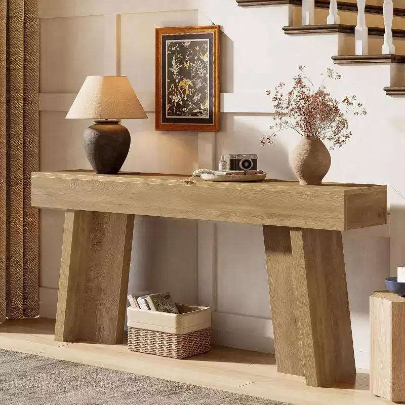 70.9-Inch Long Console Table, Farmhouse Narrow Entryway Table for Living Room, Hallway, Entrance, Foyer (Natural)