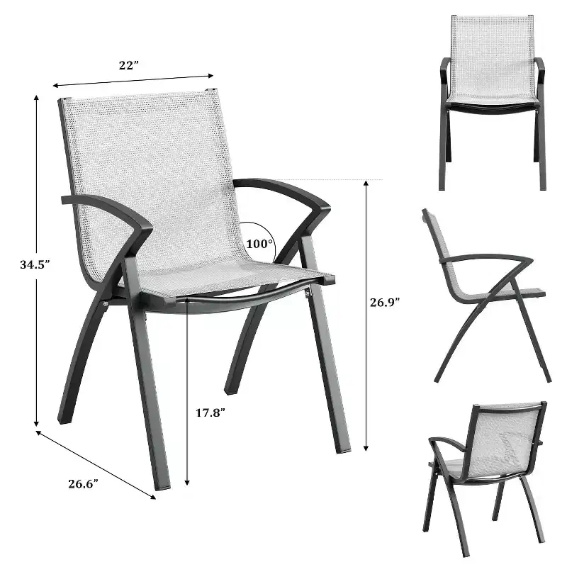 Set of 2 / 4 Aluminum Patio Chairs with Lightweight Frame & Comfy Back, Outdoor Sling Back Dining Chairs with Extra Wide Seat & Armrest
