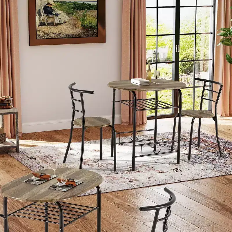 EROMMY Dining Table Set Featuring a Stylish Faux Marble or Wood Grain Table with Modern Chairs