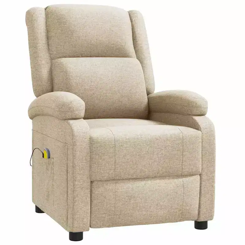 vidaXL Massage Chair Cream Fabric, Metal, Wood Single Massage Chair