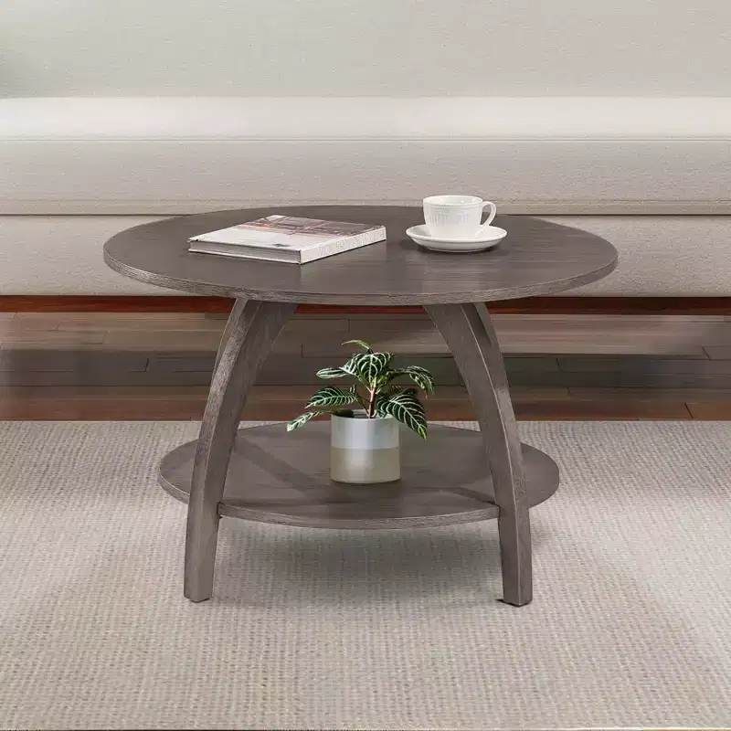 Breighton Home Aldrin Coffee Table with Shelf in Wirebrush Dark Gray