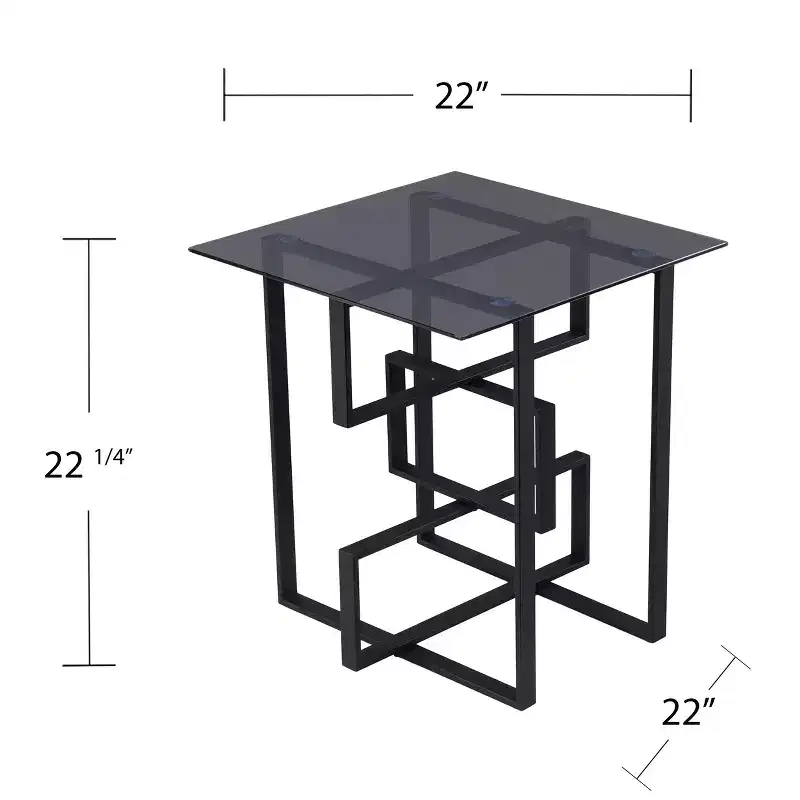 Clanlin Glass-Top Accent Table - Black - SEI